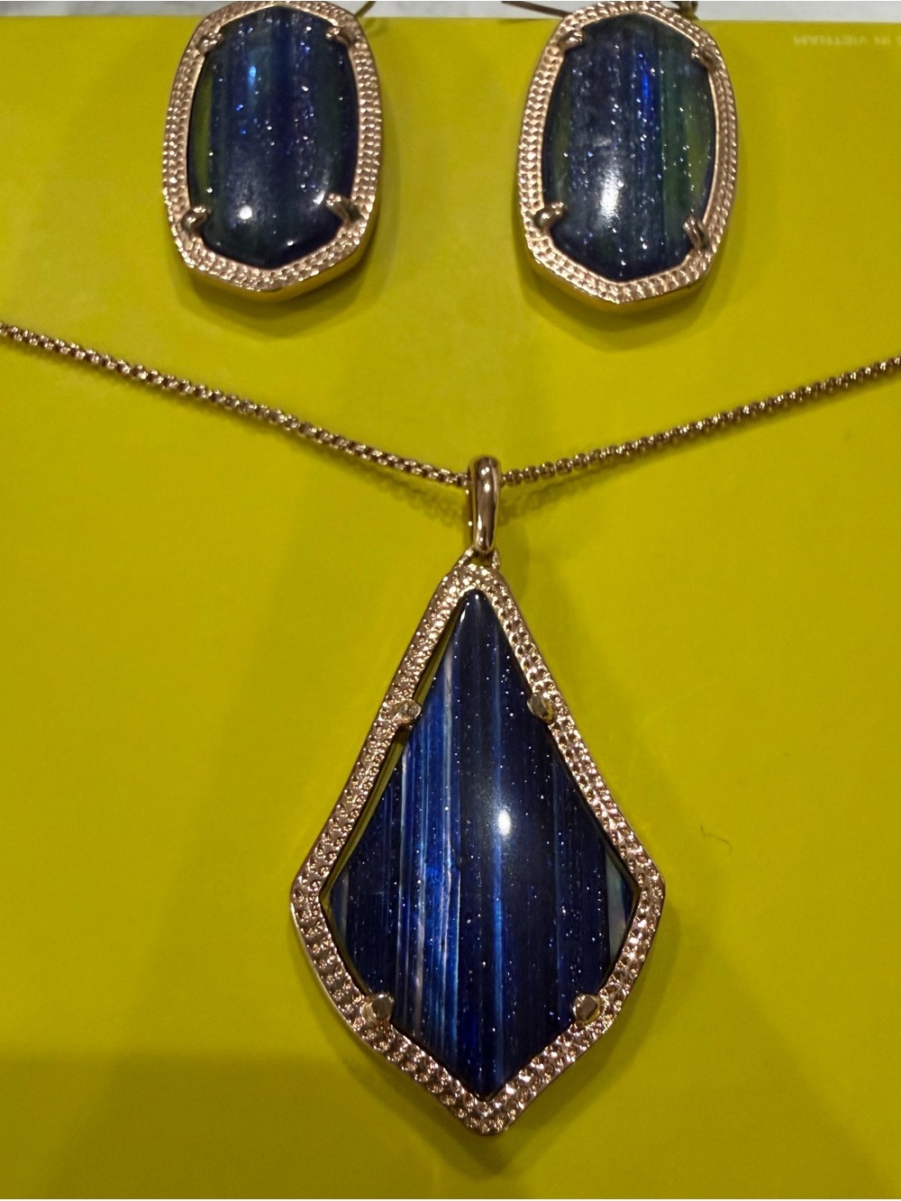 Kendra Scott Navy dusted Alex Necklace and Elle Earrings Set